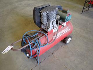 Power Force Buckeye Model 3B30E30B/10099 Air Compressor, 50 PSI Max., 230V, 3HP, Single Phase, SN C 5 058 2286    (N-1-2)