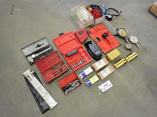 Assorted Parts, Hardware and Hand Tools, Including: Gauges, Galvanized Brad Nails, Dial Caliper, Digital Tachometer, Drill Bits and More  (D-2)