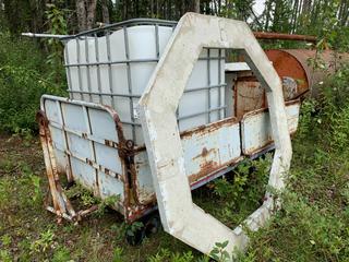 Tow-Behind or Pull Cart Housing Hobart GRU-400 Power Unit, Model 6T28-400CL, 3 Phase, 400A, 28.5A, SN 87PS0732, (2) Plastic Tanks/Cases, 1000L Poly Tank w/ Cage Containing De-Icing Fluid XL54  **LOCATED OFFSITE @ Fort McMurray Airport, 547 Snow Eagle Drive, Fort McMurray, AB Call Chris For Info @ 587-340-9961**