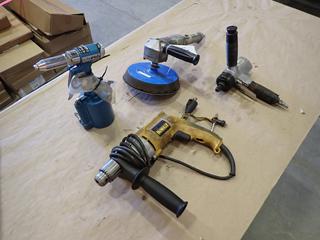 Bynford Pneumatic Air Gun, DeWalt DW245 1/2 In. VSR Drill, Ultra Pro Pneumatic Rivet Gun, Part 66440 and Ingersoll-Rand Model 313 Pneumatic Angle Sander  (D-1)