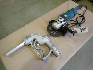 Makita GA9031 Electric Grinder, 11.8 In. Wheel Size, 120V, 15A, SN 2164A and Unused OPW Fill-O-Matic Fuel Nozzle  (N-4-3)