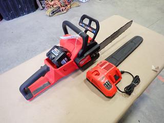 Milwaukee M18 Fuel Brushless Chain Saw c/w Milwaukee Red Lithium HD 12.0 Battery and Charger, *Note: Very Good Condition, As Per Consignor*  (G-2)