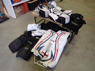 Assorted Goalie Hockey Gear c/w (2) Hockey Duffel Bags  (K-4-3)