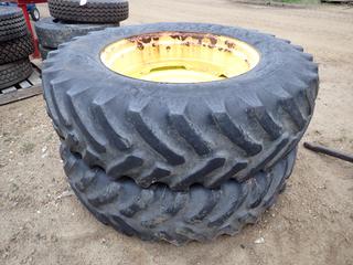 (2) Titan 18.4R38 Tractor Tires w/ 8-Bolt Rims