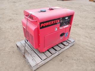 2010 Powertek EDG6000S 120/240V 5000W Portable Diesel Generator *Note: New Battery, Runs And Makes Power As Per Consignor*