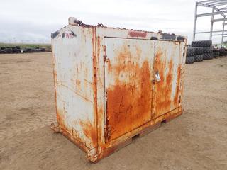 Double-Sided 4-Door Steel Skid Mounted Job Box w/ Fork Pockets and Top Lifting Attachments, Contents Included, 4 Ft. X 6 Ft. X 8 Ft.