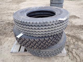 Firestone 11R24.5 16PR Tire, Sailun 11R24.5 Tire and Bridgestone 11R22.5 Tire on 10-Bolt Rim