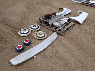 Assorted Parts, Including: Mirrors, Stack, Hub Caps, Hand-Winch Trailer Jacks, (2) Fenders *Unknown Makes*, Lights and More