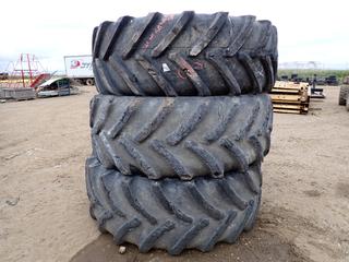 (3) Assorted 710/70R42 Heavy Equipment Tires *Note: (1) Has Piece of Rebar In Tire*