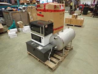 (2) Microwaves c/w  Pro-Source 85 Gal. Tank, Job Box And First Aid Supplies   (SC)