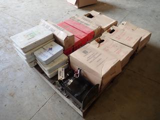 Assorted Safety Supplies, Including: Grote Triangle Warning Kits, Unused Fire Extinguisher Brackets, First Aid Kits and More