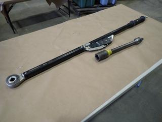Tireman Pro Air 3/4 In. Torque Wrench, Part TMP600, 150-600 Ft./ lbs., SN 79117872279 w/ Extension, c/w  Procore 33mm Socket  (C-2)