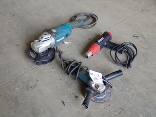 Power Tools: Makita GA7020 7 In. 120V Angle Grinder, Makita GA4530 4.5 In. 110V Angle Grinder and Performance Tool W50076 120V Electric Heat Gun  (D-1)