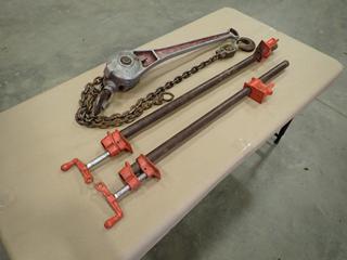 Self-Ratcheting Chain Lift c/w (2) 28 In. Clamps  (E-2)