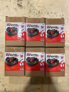(6) Unused Milwaukee M18 Battery Replacements 6AH **Located Offsite At 15222 135 Ave, Edmonton Call Chris For More Information 587-340-9961**