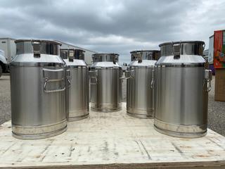 (5) 20L Stainless Steel Milk Cans **Located Offsite At 15222 135 Ave, Edmonton Call Chris For More Information 587-340-9961**