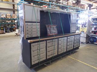 Unused TMG Industrial Model TMG-WBC20D 10 Ft. 20-Drawer Workbench Cabinet Combo. SN WBC20D00452  (H)
