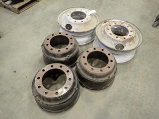 (2) Accuride 22.5X8.25 10-Bolt Rims And (3) 16.5X7 Brake Drums