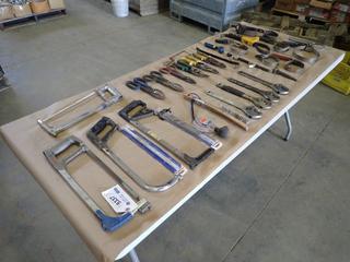 Qty Of Wrenches, Hand Saws, Oil Filter Wrenches, Cutters, Anti Freeze Tester And Assorted Hand Tools (P-3-3)