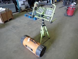 Ridgid Model AF21000 120V Air Filtration Fan c/w Portable Work Lights  ((R-5-1)