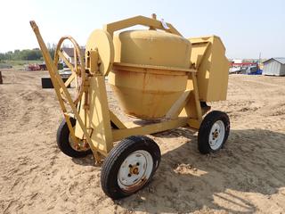Tow Behind Diesel Concrete Mixer. *Note: Has 4 Flat Tires, Working Condition Unknown*