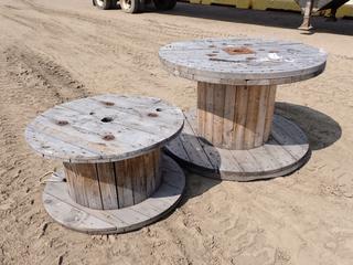 (1) Wooden Spool w/ 3 Ft. Diameter And (1) Wooden Spool w/ 4 Ft. Diameter.  (Row 4)
