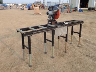 2011 Pro-Point 14 In. 120V Chop Saw c/w PowerFist 90 In. X 16 In. Adjustable Height Conveyor Style Roller Stand, Part 8382996  (Row 4)