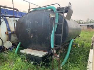 Custom Built Steel Water Tank, Approx. 16,000L Capacity **LOCATED OFFSITE Approx. 15 Minutes South Of Fort Saskatchewan Yard, Buyer Responsible For Loadout, Call Chris For Info @ 587-340-9961**