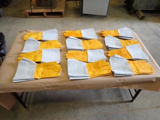 (12) Unused Pairs of 100% Leather Gloves, Size Medium  (G-2)