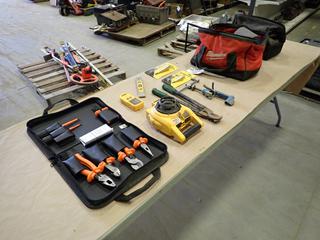 DeWalt DW074 Rotary Laser, SN 1759, c/w Assorted Supplies, Including: Cutters, Tie Wraps, Band it Tightener, Pliers, Screw Drivers and More  (C-1)