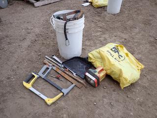 Pail of Assorted Hand Tools  (O-2-2)