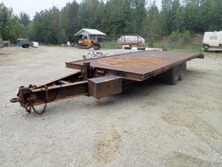 22 Ft. X 8 Ft. Homemade T/A Tilt Deck Trailer c/w Pintle Hitch, Storage Box And 9.50R16.5LT Tires. VIN SK400989307 *Note: This Item Is Located Offsite In Alberta Beach, For More Info Contact Richard @780-222-8309*