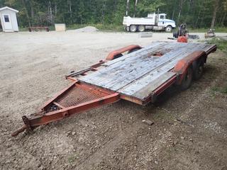 15 Ft. X 7 Ft. T/A Flat Deck Trailer c/w 2 5/16 In. Ball Hitch, 5 Ft. Tongue And 8-14.5 Tires *Note: Deck And Rear Lights Require Repairs, Unable To Verify VIN, This Item Is Located Offsite In Alberta Beach, For More Info Contact Richard @780-222-8309*