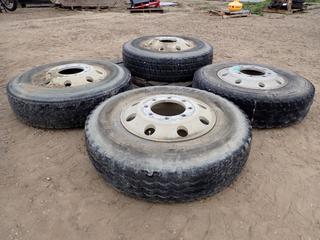 (4) Assorted Brand 11R22.5 Tires w/ Rims