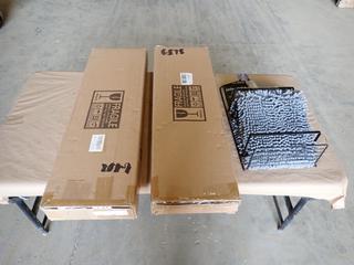 (2) Unused Foldable, Adjustable Bathtub Caddy Trays w/ Book Holder, Wine Holder and Soap Tray Areas, 29.5 - 44.5 In. X 9 In. c/w Unused 15-Piece Oak + Jade Shower Curtain Bundle Set, Includes: 72 In. X 72 In. Shower Curtain, (12) Shower Curtain Hooks, 17 In. x 24 In. Non-Slip Bath Rug and Hanging Shower Caddy  (E-1)