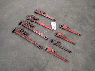 Qty Of 10 In. - 18 In. Pipe Wrenches *Note: This Item Is Located Offsite In Alberta Beach, For More Info Contact Richard @780-222-8309*