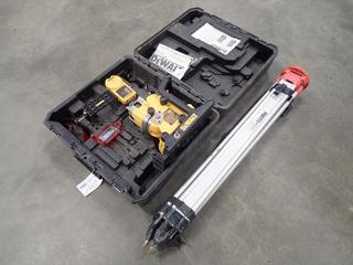 Dewalt DW073 18V Rotary Laser c/w Dewalt DW0732 Digital Laser Detector And Tripod. SN 376498 *Note: This Item Is Located Offsite In Alberta Beach, For More Info Contact Richard @780-222-8309*