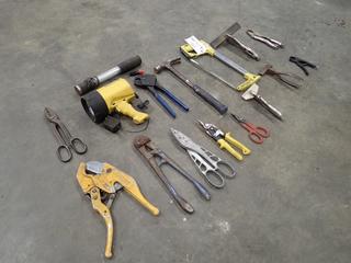 Bolt Cutters, Hand Saw, Flashlight, Trouble Light, Vise Grips And Assorted Hand Tools *Note: This Item Is Located Offsite In Alberta Beach, For More Info Contact Richard @780-222-8309*
