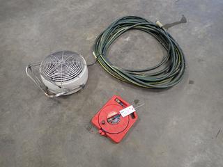 Toro 50 Ft. Hose Reel System c/w Water Hose And Electric Fan *Note: This Item Is Located Offsite In Alberta Beach, For More Info Contact Richard @780-222-8309*