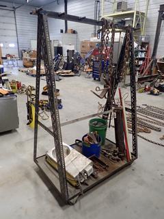 4 Ft. X 31 In. X 6 Ft. Storage Rack c/w Chain, Bungee Cords, Light And Assorted Supplies *Note: This Item Is Located Offsite In Alberta Beach, For More Info Contact Richard @780-222-8309*