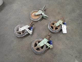 Qty Of (4) Scaffold Casters *Note: This Item Is Located Offsite In Alberta Beach, For More Info Contact Richard @780-222-8309*