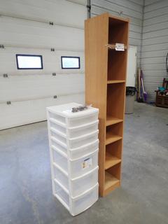 16.5 In. X 13.5 In. X 42.5 In. Storage Unit c/w 12 In. X 12 In. X 6 Ft. Storage Shelf *Note: This Item Is Located Offsite In Alberta Beach, For More Info Contact Richard @780-222-8309*