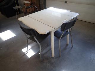 41 In. X 3 Ft. X 30 In. Table c/w (3) Chairs And (1) Stool *Note: This Item Is Located Offsite In Alberta Beach, For More Info Contact Richard @780-222-8309*