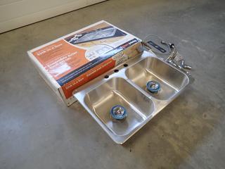 Transform 30 In. X 19 In. X 7 In. Stainless Steel Double Sink w/ Taps *Note: This Item Is Located Offsite In Alberta Beach, For More Info Contact Richard @780-222-8309*