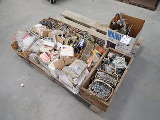 Qty Of Staples, Screws, Door Hinges, Crosby Clips, Support Braces, Nuts, Bolts And Assorted Supplies *Note: This Item Is Located Offsite In Alberta Beach, For More Info Contact Richard @780-222-8309*