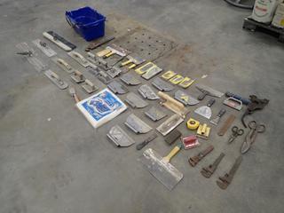 Qty Of Cement Trowels, Sanding Pads, Pipe Wrenches, Cutters And Assorted Hand Tools *Note: This Item Is Located Offsite In Alberta Beach, For More Info Contact Richard @780-222-8309*