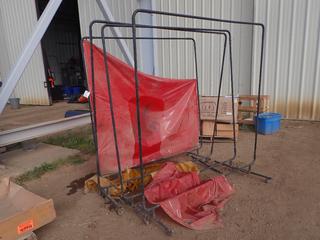 (4) Welding Stands w/ Curtains, 6 Ft. X 78 In. *Note: Missing 2 Wheels*