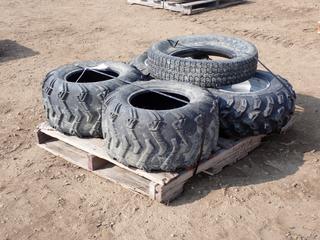 (5) Tires: Dunlop KT425 AT25X10-12 w/ Rim, Maxxis 25X10-12 w/ Rim, (2) ITP Blackwater AT26X12-12 and H188ST ST205/75D15
