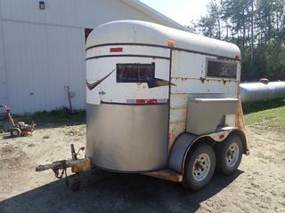 8 Ft. X 6 Ft. X 7 Ft. T/A 2-Stall Horse Trailer c/w 2 In. Ball Hitch, Spare Tire And ST225/75R15 Tires. *Note: Unable To Verify VIN, This Item Is Located Offsite In Alberta Beach, For More Info Contact Richard @780-222-8309*