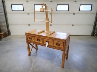 Antique Desk c/w Embroidery Stand *Note: This Item Is Located Offsite In Alberta Beach, For More Info Contact Richard @780-222-8309*